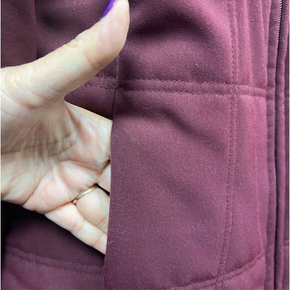 Vintage AK Anne Klein Maroon Fur Collar Coat Womens Size M - Picture 9 of 13